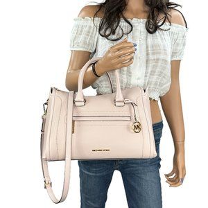 Michael Kors Carine Large Satchel Shoulder Crossbody Bag Pink Powder Blush